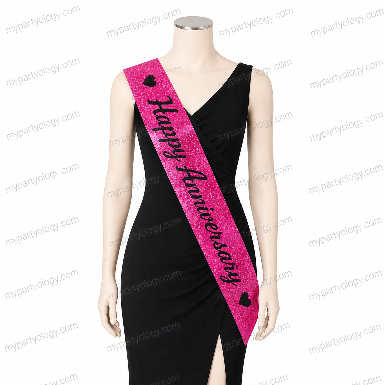 Happy Anniversary Wine Glitter Sash