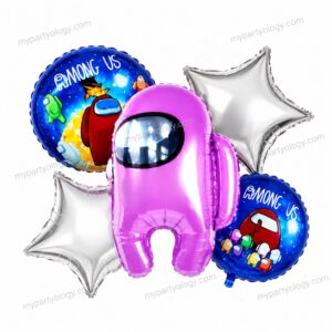 Amoung Us Pink Foil Balloon Set (Pack of 5)