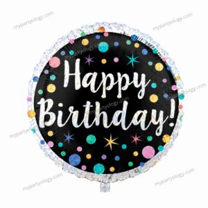 Silver Trim Polka Dot Birthday 18" Foil Balloon (Anagram)