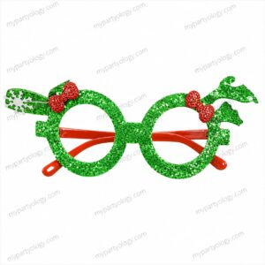 Green Glitter Reindeer Horns Christmas Goggles (Pack of 1)