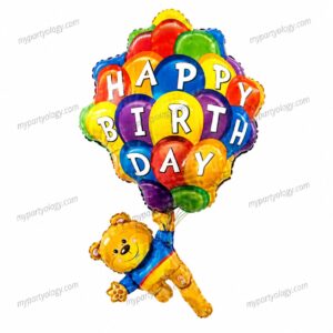 Happy Birthday Teddy Bear Balloon Bunch 28" Foil Balloon