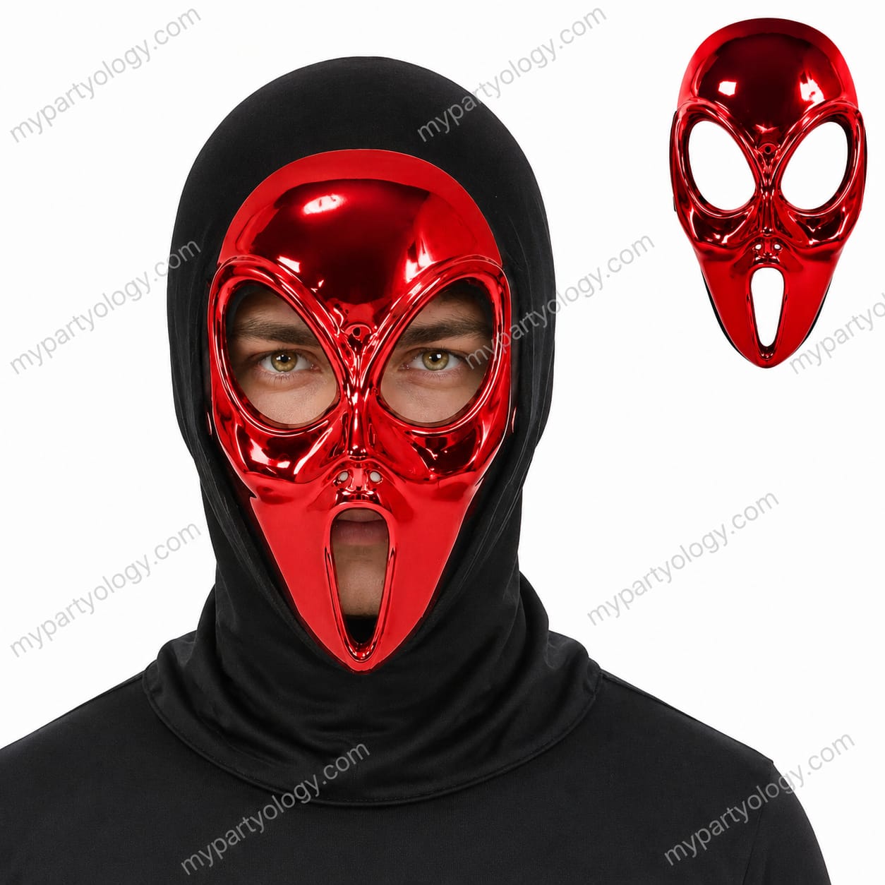 Scream Red Plastic Mask With Hood