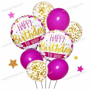 Happy Birthday to U Pink Confetti Balloon Set (Pack of 7)