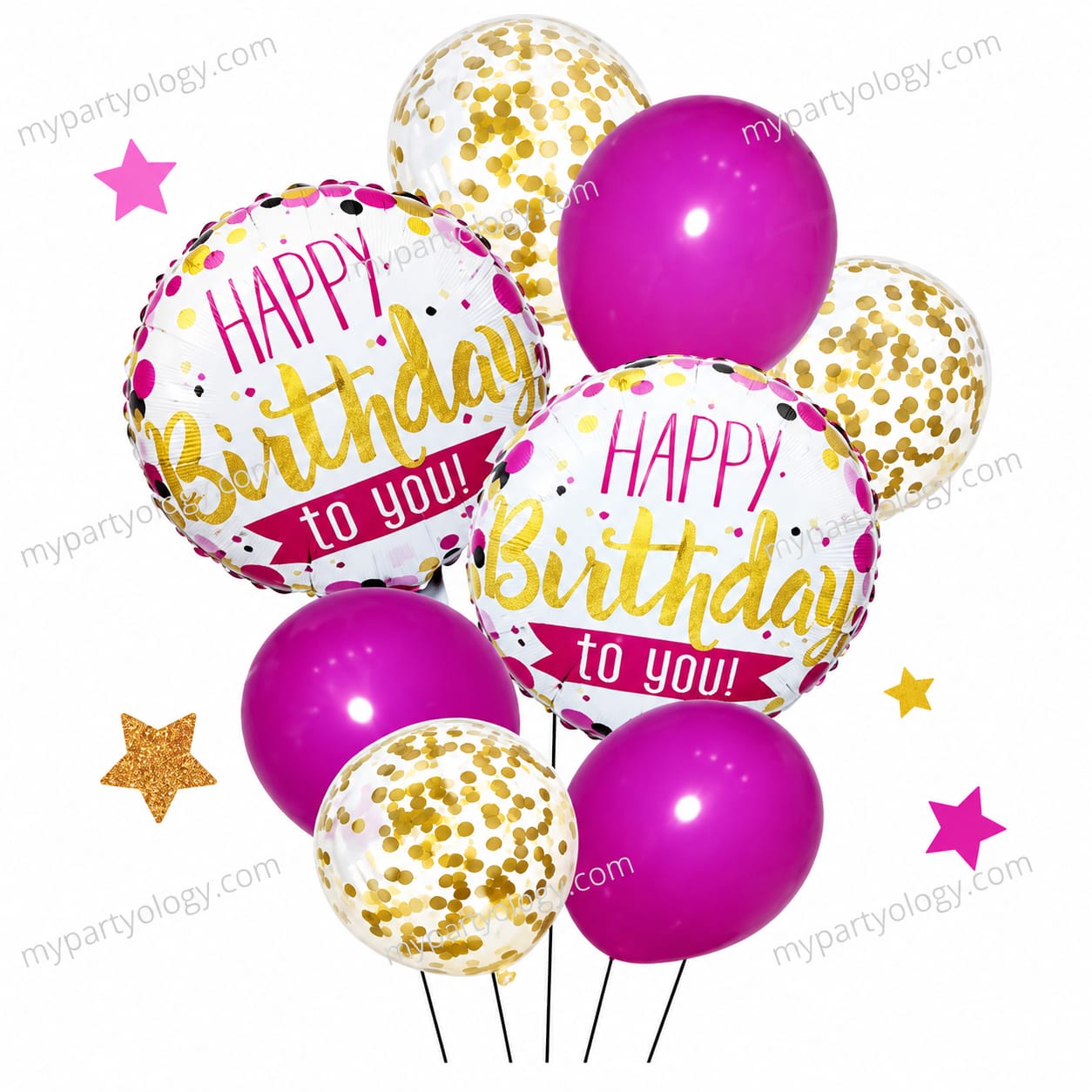 Happy Birthday to U Pink Confetti Balloon Set (Pack of 7)