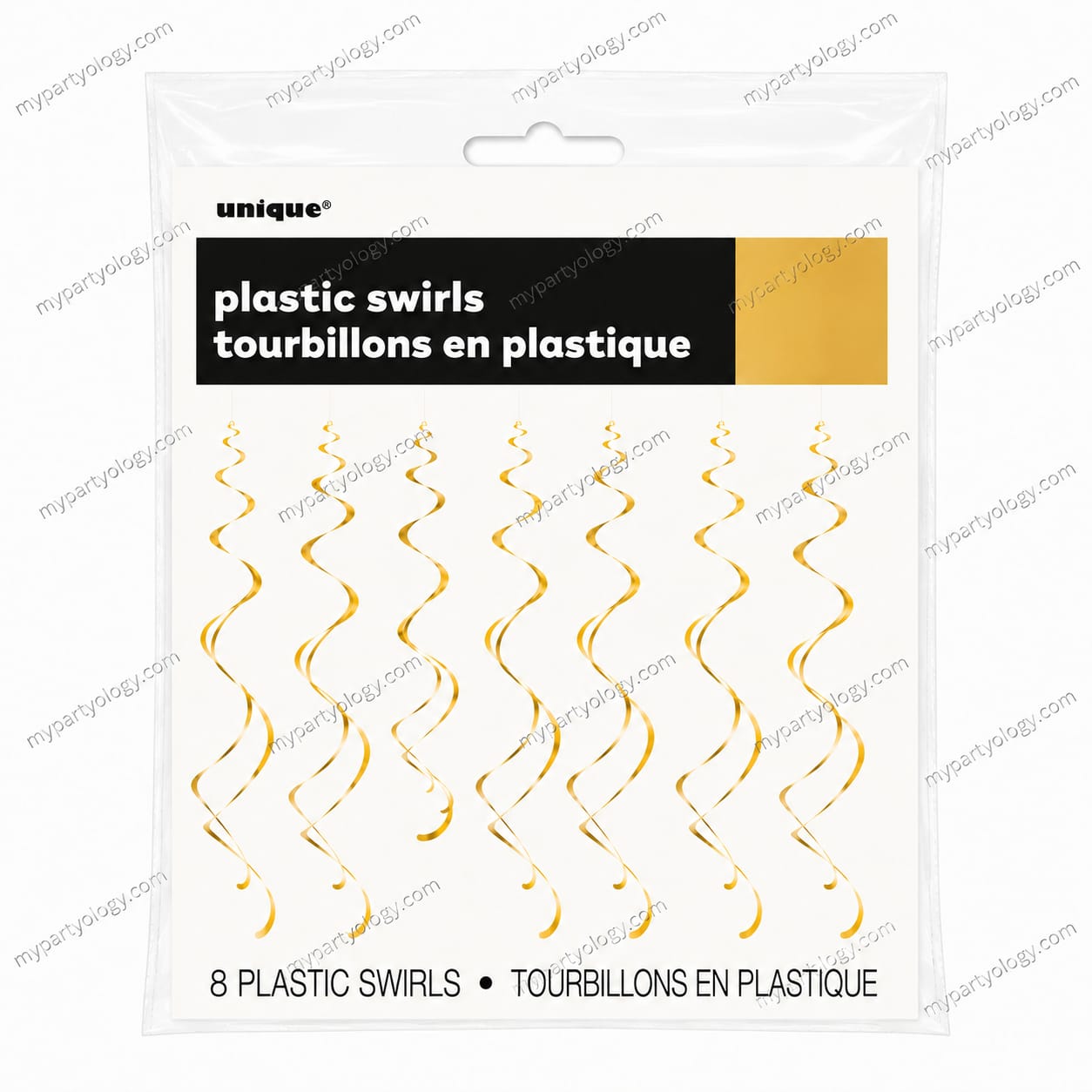 Gold Plastic Swirl Decor 8/pkt - Image 2