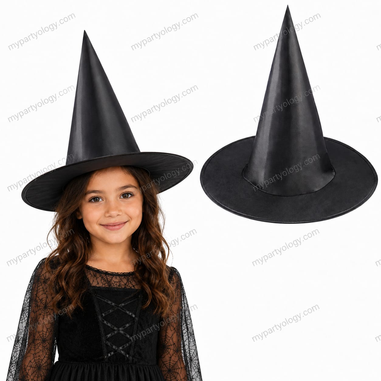 Witch Kids & Adults Plain Black Hat