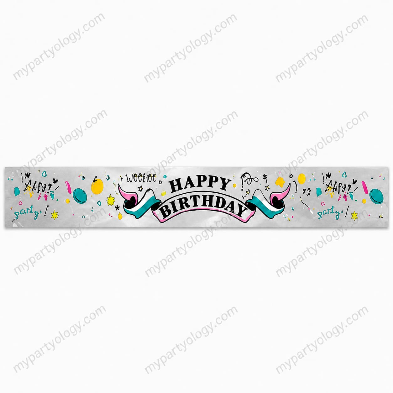 Doodle Birthday Foil Banner (Length 12ft)
