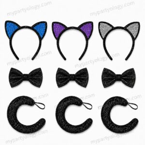 Assorted Coloured Sparkle Cat Ears Set