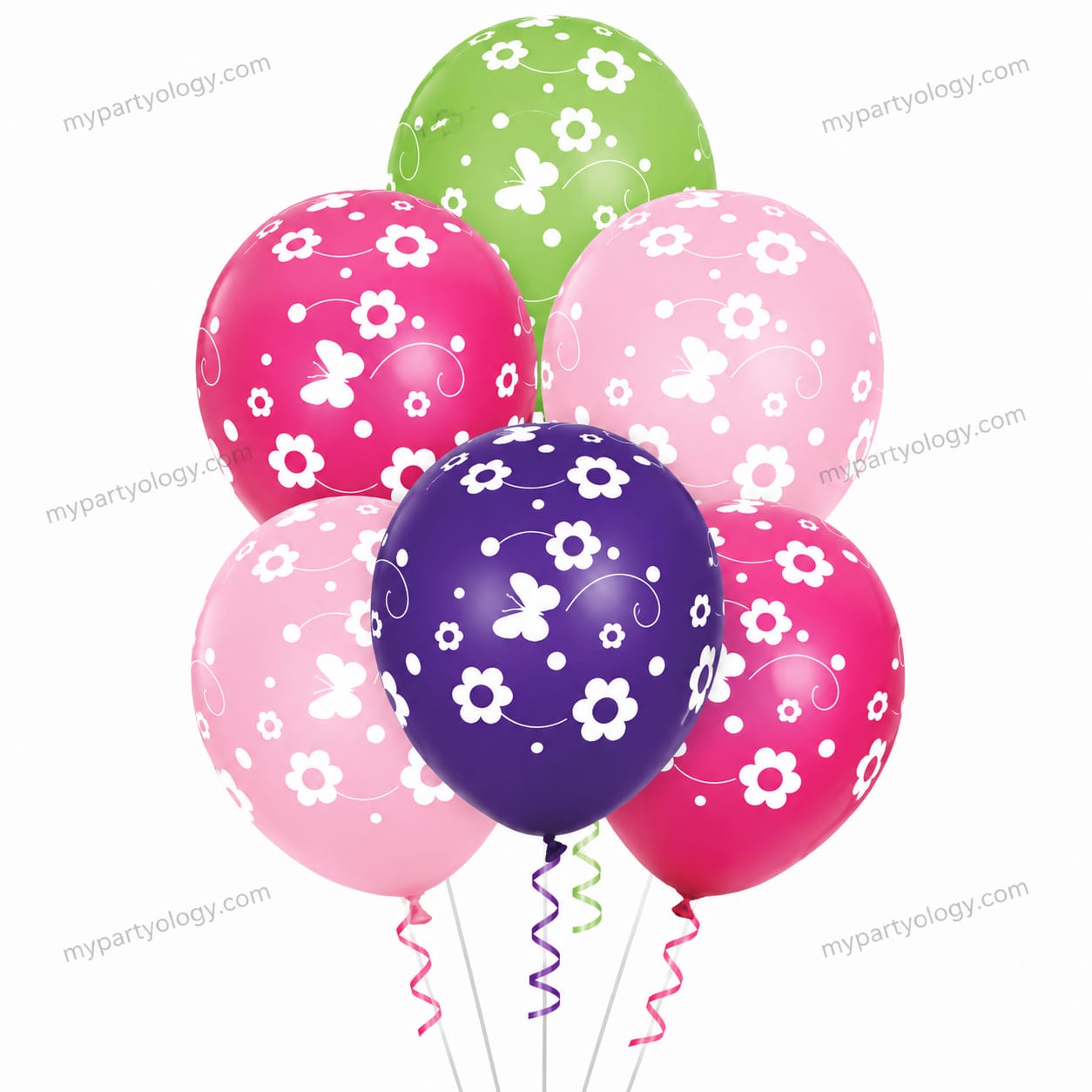 Butterfly/Flowers Latex Balloon Set (Pack of 6)