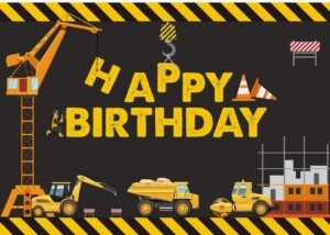 Construction Happy Birthday Backdrop (8x6ft)