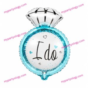 I Do Diamond Ring Blue 20'' Foil Balloon