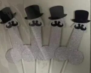 Silver Dicky Top Hat Cake Topper (Pack of 4)