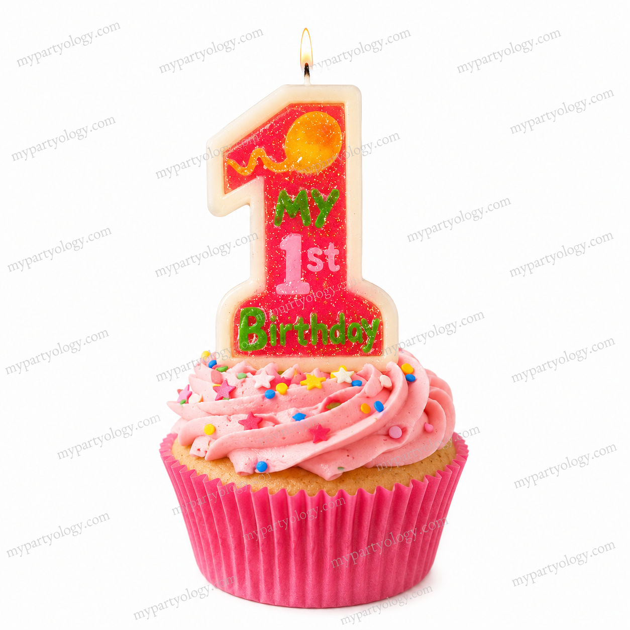 My 1st Birthday Glitter Pink Candle