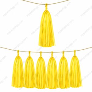 Yellow Paper Tassles Hanging Decor Set (Pack of 10)