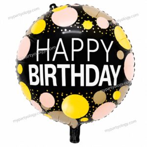 Happy Birthday Metallic Dots 18'' Foil Balloon