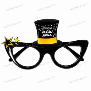 Happy New Year Black Top Hat Goggles (Pack of 1)