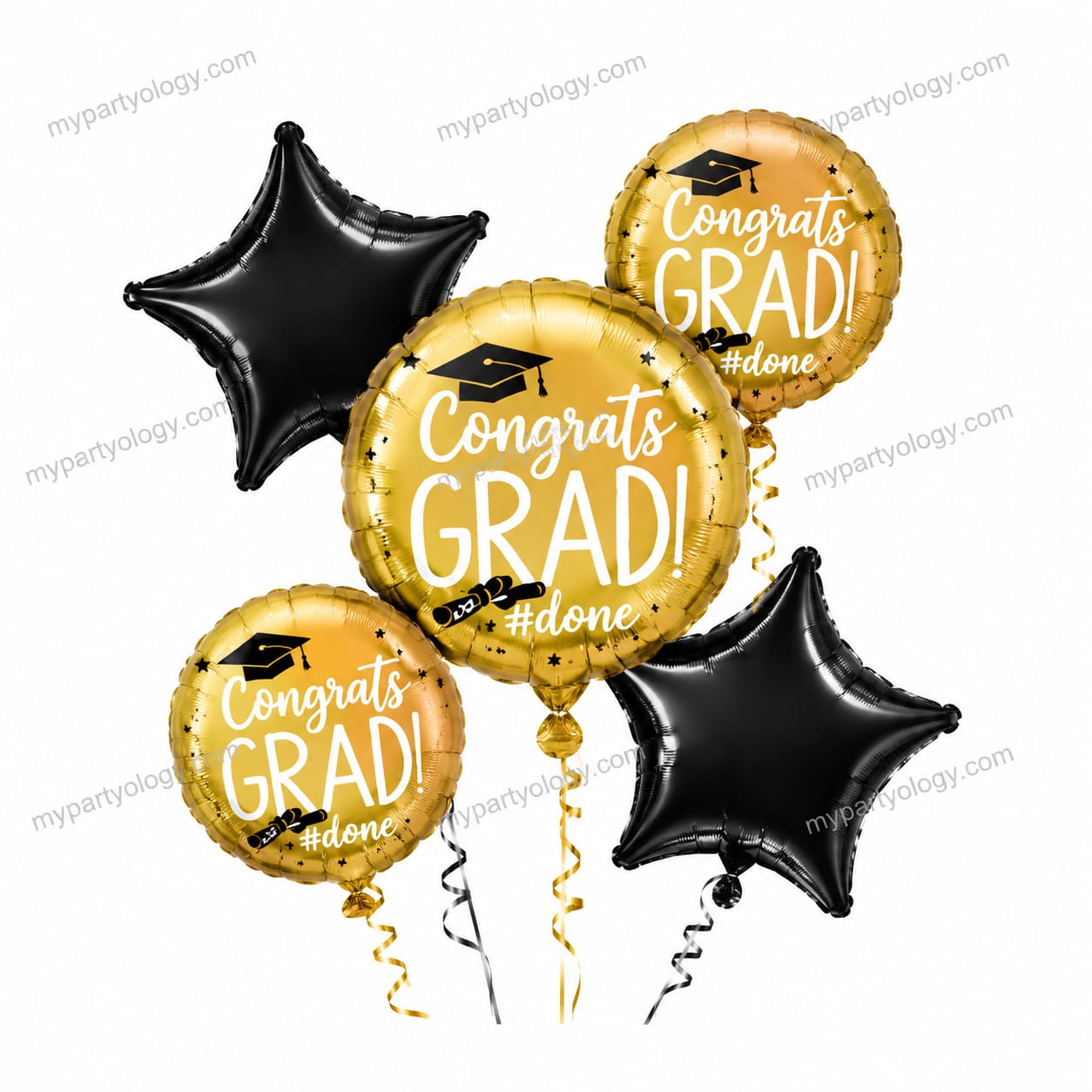 Congrats Grad Gold Foil Balloon Set (Pack of 5)