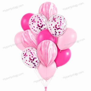 Pink Hue Marble Confetti 12" Latex Balloons (Pack of 12)