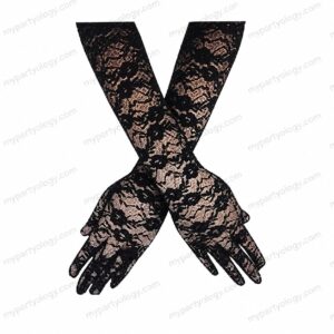 Black Lace Elbow Length Gloves