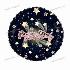 Congratulations Black & Gold 18'' Foil Balloon