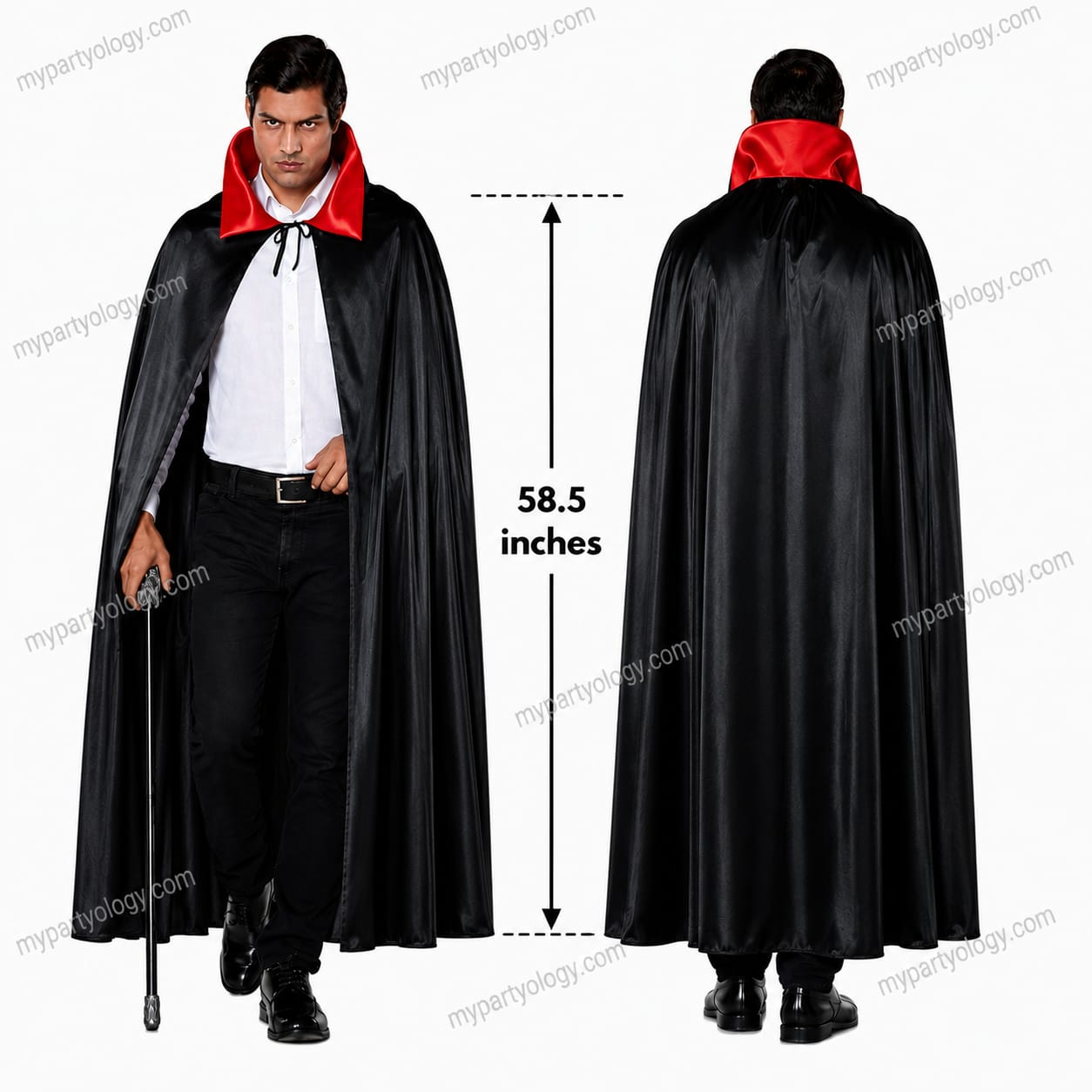 Red Collar Adult Vampire Cape (Size-52/Large) - Image 2