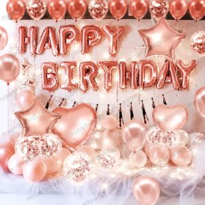 Rose Gold Happy Birthday Decor Set (Pack of 72)