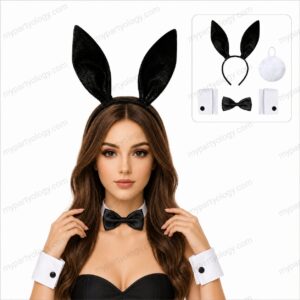 Bunny Ears With Necktie, Cuffs & Tail Set (Pack of 5)