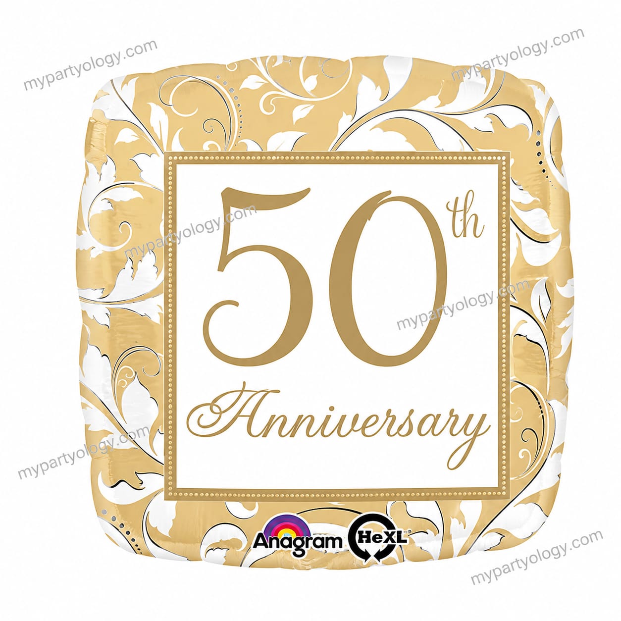 50th Anniversary Gold Elegant Square 18'' Foil Balloon (Anagram)