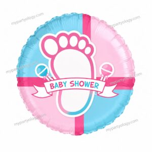 Baby Shower Footprint Round Shaped 18'' Foil Balloon