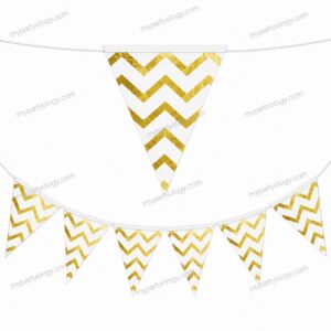 White and Gold Chevron 10ft Flag/Pennant Banner