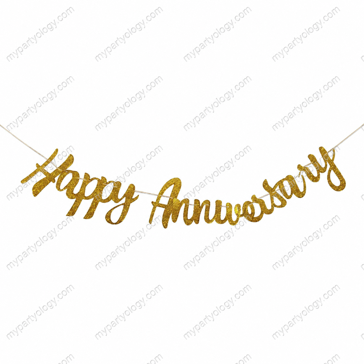 Happy Anniversary Gold Cursive Paper Banner