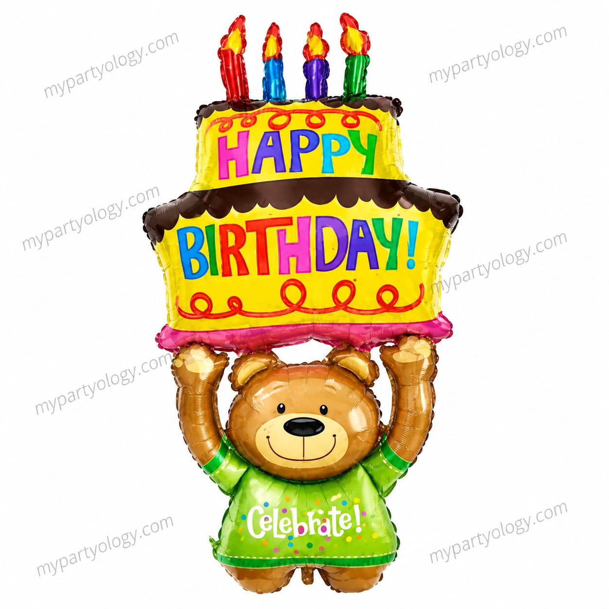 Happy Birthday Teddy/Cake 32" Foil Balloon