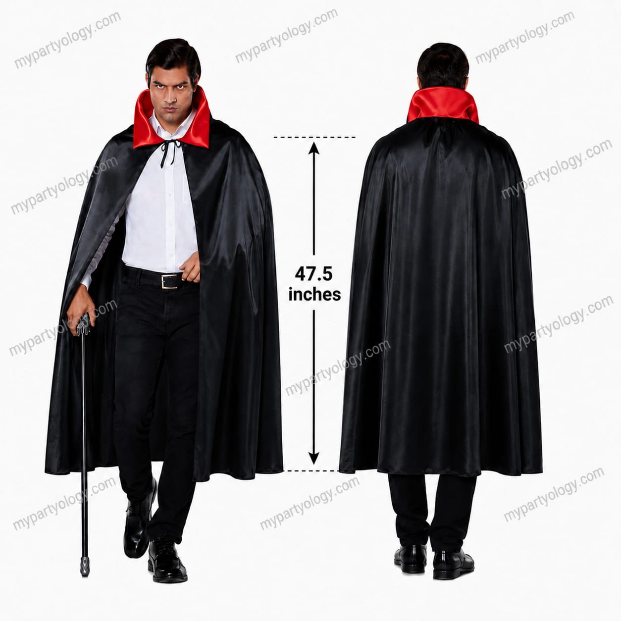 Red Collar Adult Vampire Cape (Size-42/Medium) - Image 2