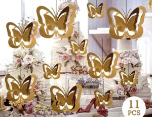 Butterfly 3D Gold Hanging Decor Kit (Pack of 11)