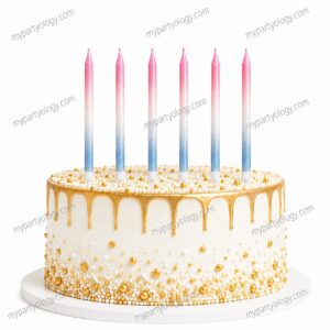 Blue & Pink Sparkling Ombre Candles (Pack of 6)