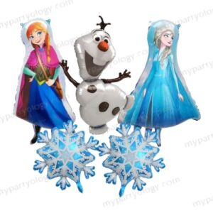 Frozen Characters and Snowflakes Foil Balloon Set (Pack of 5)