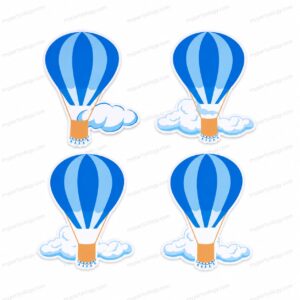 Blue Hot Air Balloon Paper Cutouts