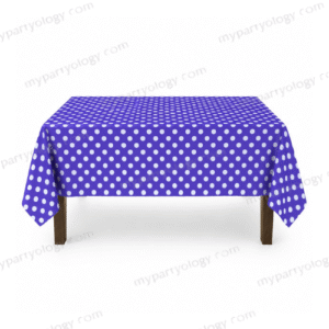 Blue With White Polkadot Plastic Tablecloth (135x274cm)