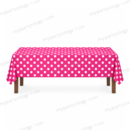 Pink With White Polkadot Plastic Tablecloth (137x274cm)