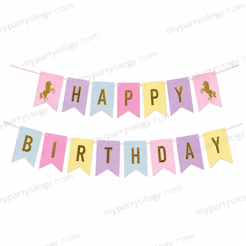 Happy Birthday Unicorn Pastel Paper Banner