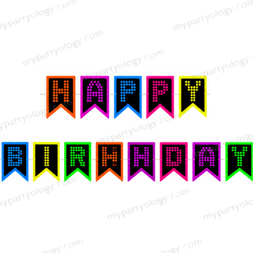 Happy Birthday Neon Pennant Paper Banner