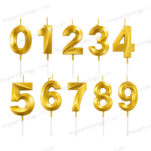 Gold Metallic Number Candles