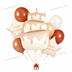 Happy Birthday Dripping Cake Foil & Latex Balloon Set (Pack of 9)