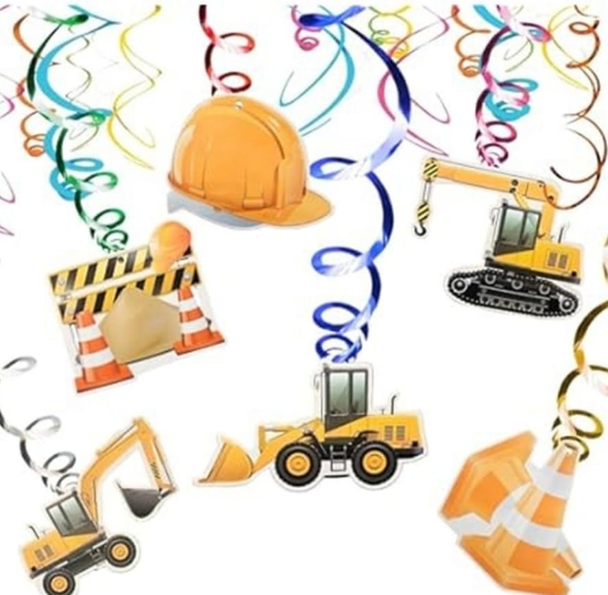 Construction Theme Paper Swirls (Pack of 12)