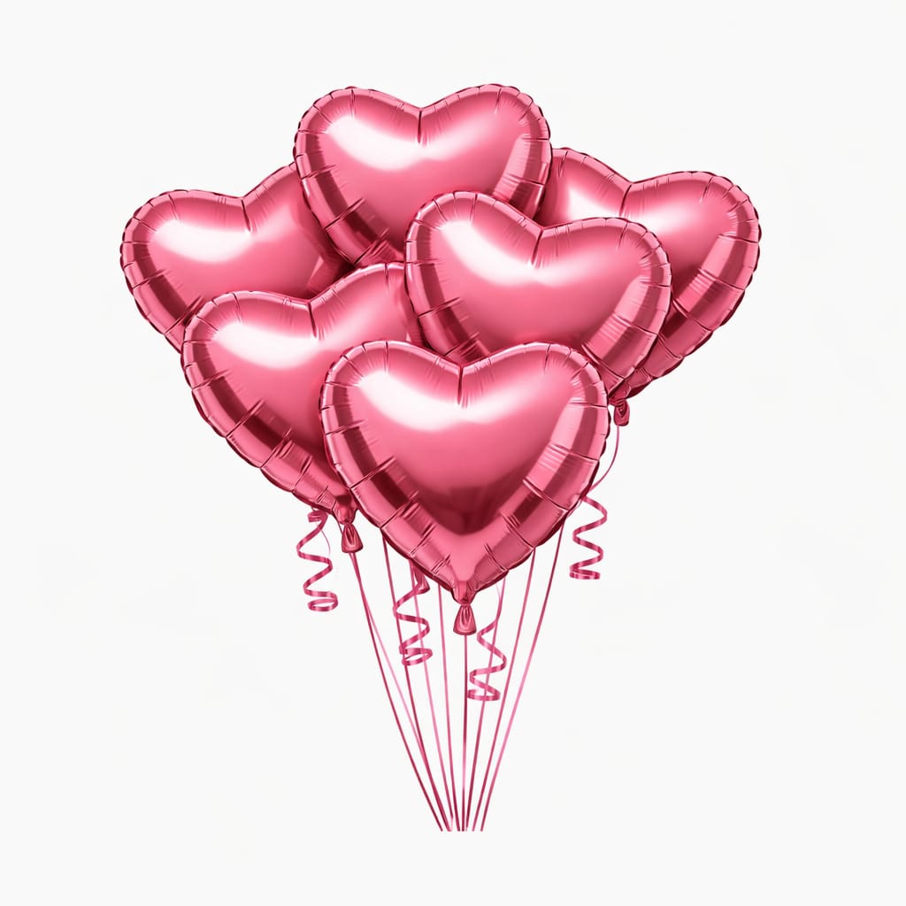 Pink Metallic Heart 18" Foil Balloon Set (Pack of 5)