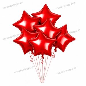 Red Metallic Star 18" Foil Balloon Set (Pack of 5)