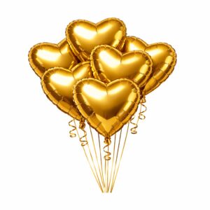 Gold Metallic Heart 18" Foil Balloon Set (Pack of 5)