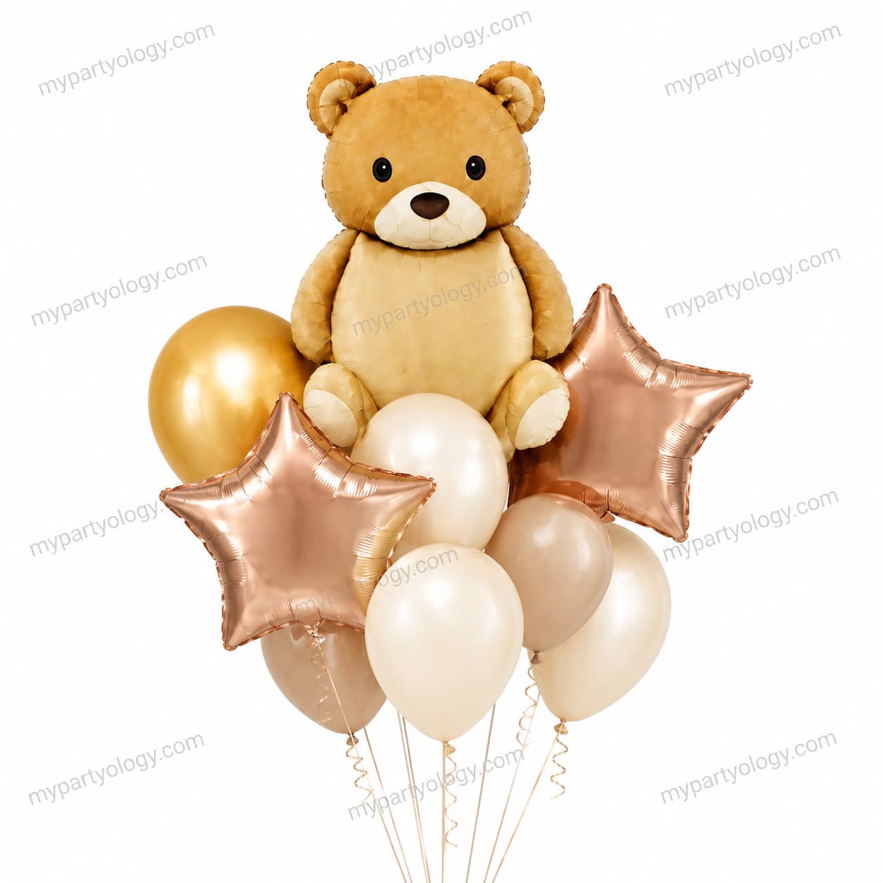 Brown Teddy Bear Foil & Latex Balloon Set (Pack Of 9)