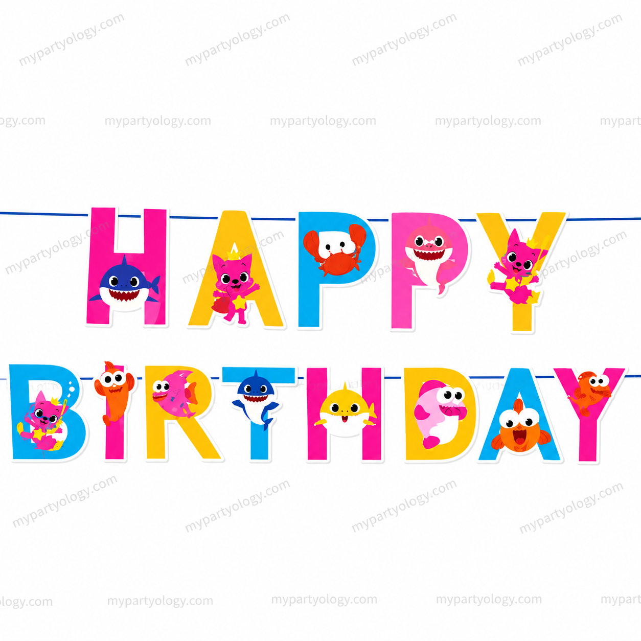 Baby Shark Happy Birthday Paper Banner