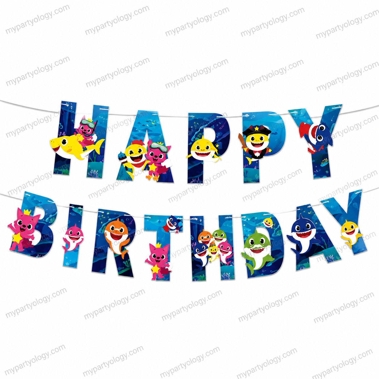 Baby Shark Happy Birthday Block Banner